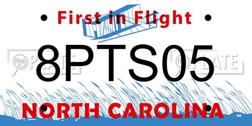8PTS05 North Carolina License Plate
