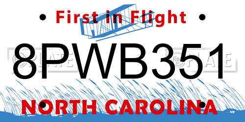 8PWB351 North Carolina License Plate