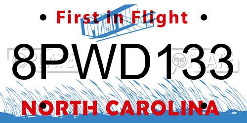 8PWD133 North Carolina License Plate