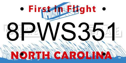 8PWS351 North Carolina License Plate