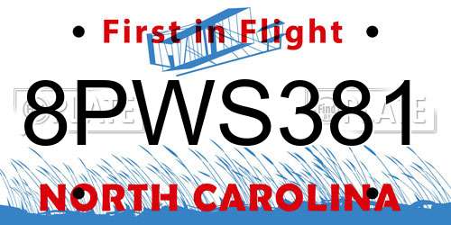 8PWS381 North Carolina License Plate