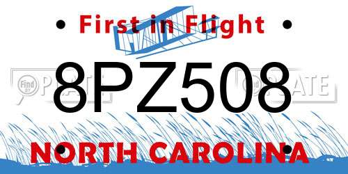 8PZ508 North Carolina License Plate