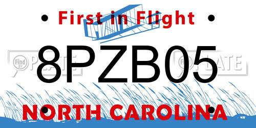 8PZB05 North Carolina License Plate