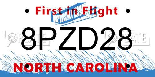 8PZD28 North Carolina License Plate
