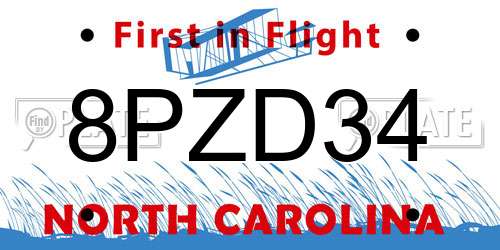 8PZD34 North Carolina License Plate