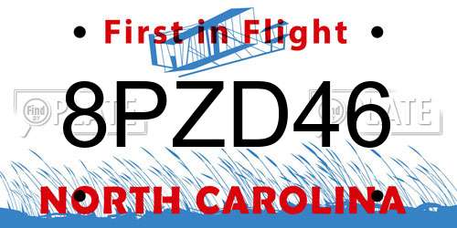8PZD46 North Carolina License Plate