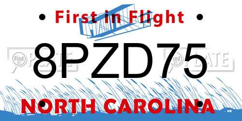8PZD75 North Carolina License Plate
