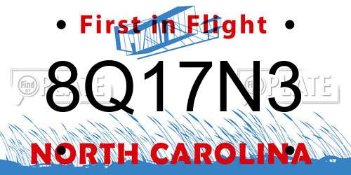 8Q17N3 North Carolina License Plate