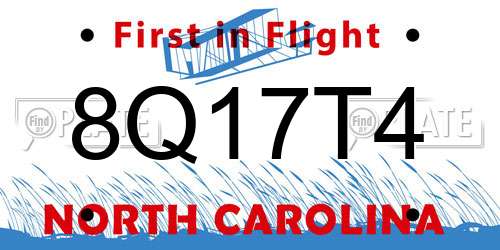 8Q17T4 North Carolina License Plate