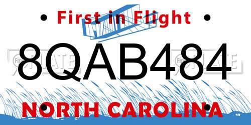 8QAB484 North Carolina License Plate