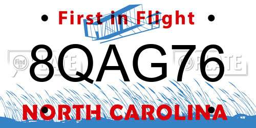 8QAG76 North Carolina License Plate