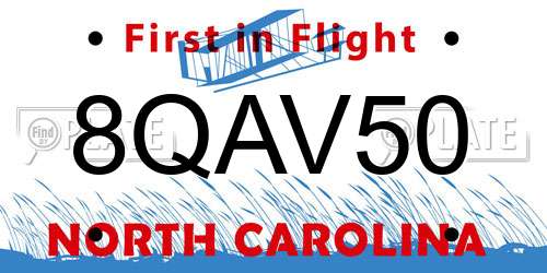 8QAV50 North Carolina License Plate