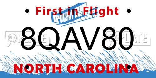 8QAV80 North Carolina License Plate