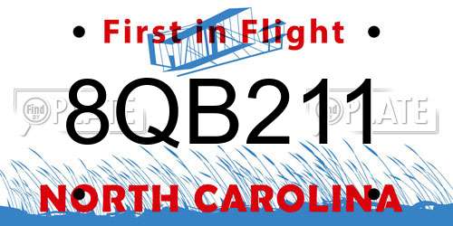 8QB211 North Carolina License Plate