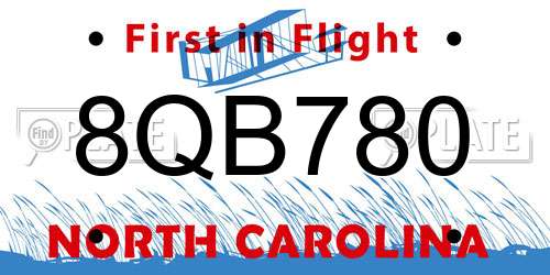 8QB780 North Carolina License Plate