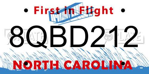 8QBD212 North Carolina License Plate