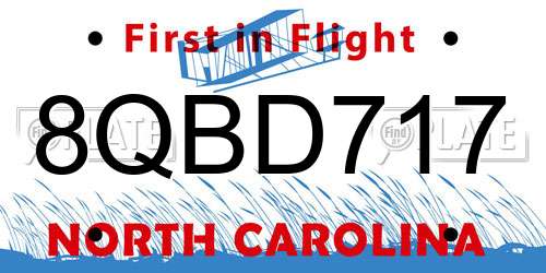 8QBD717 North Carolina License Plate