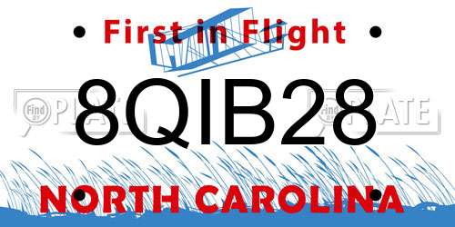 8QIB28 North Carolina License Plate