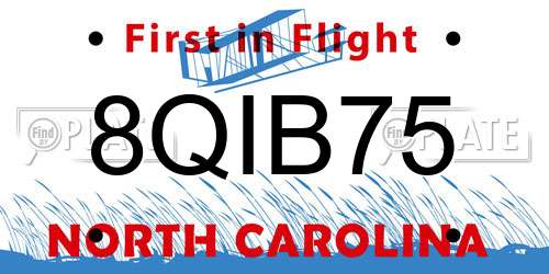 8QIB75 North Carolina License Plate