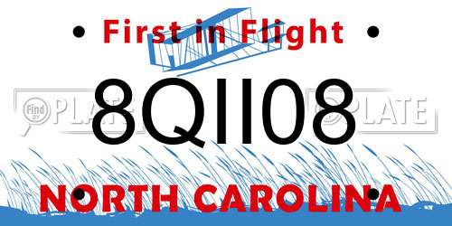 8QII08 North Carolina License Plate