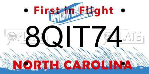 8QIT74 North Carolina License Plate