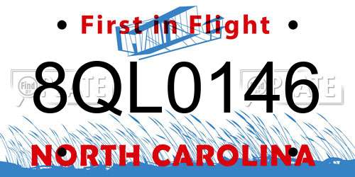 8QL0146 North Carolina License Plate