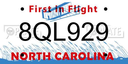 8QL929 North Carolina License Plate