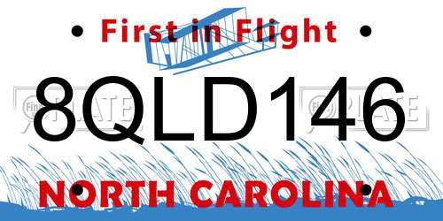 8QLD146 North Carolina License Plate