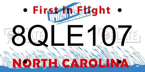 8QLE107 North Carolina License Plate