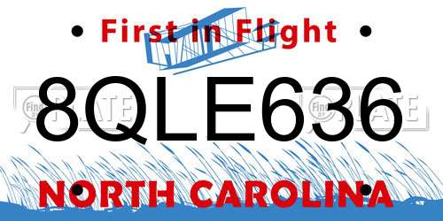 8QLE636 North Carolina License Plate