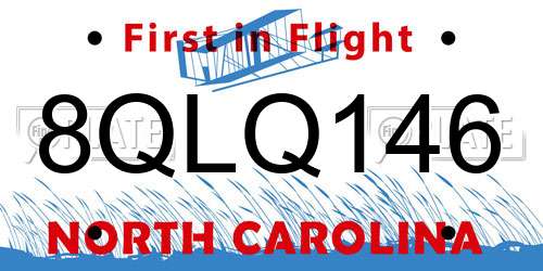 8QLQ146 North Carolina License Plate