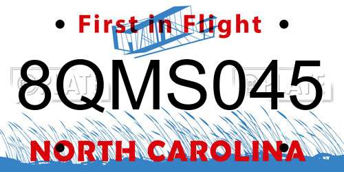 8QMS045 North Carolina License Plate