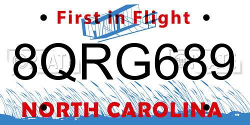 8QRG689 North Carolina License Plate