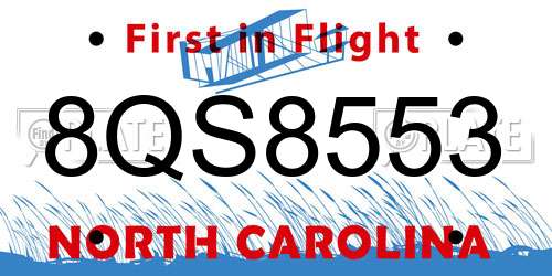8QS8553 North Carolina License Plate