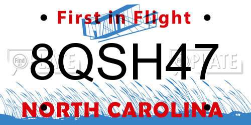 8QSH47 North Carolina License Plate