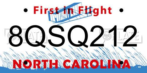 8QSQ212 North Carolina License Plate