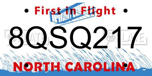 8QSQ217 North Carolina License Plate