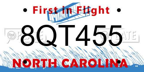 8QT455 North Carolina License Plate