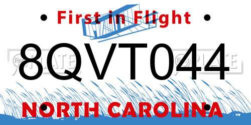 8QVT044 North Carolina License Plate