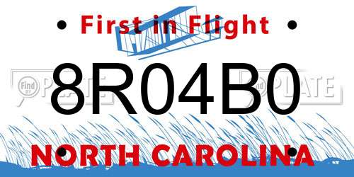 8R04B0 North Carolina License Plate