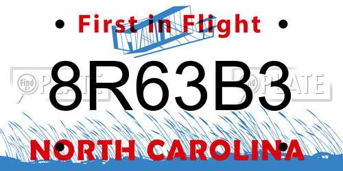 8R63B3 North Carolina License Plate
