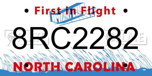 8RC2282 North Carolina License Plate