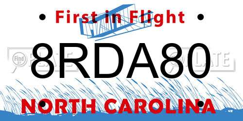 8RDA80 North Carolina License Plate