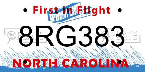 8RG383 North Carolina License Plate