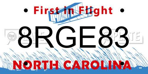 8RGE83 North Carolina License Plate