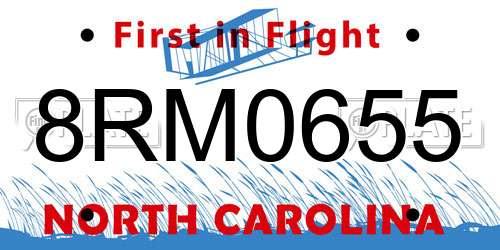 8RM0655 North Carolina License Plate