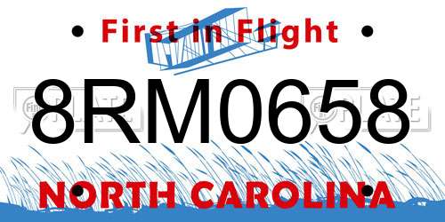 8RM0658 North Carolina License Plate