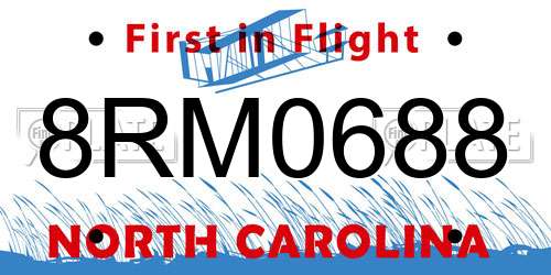 8RM0688 North Carolina License Plate