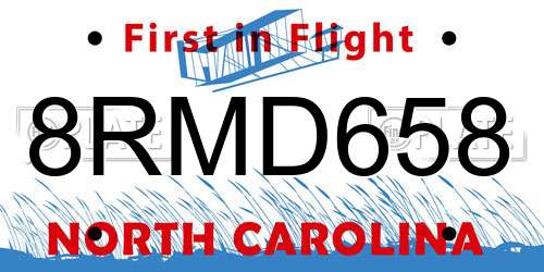 8RMD658 North Carolina License Plate
