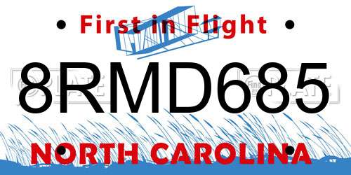 8RMD685 North Carolina License Plate